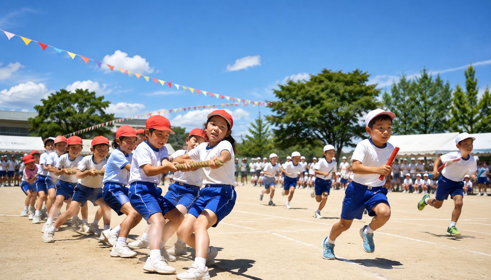 運動会 目的 綱引きとリレーで全力を出す子どもたち