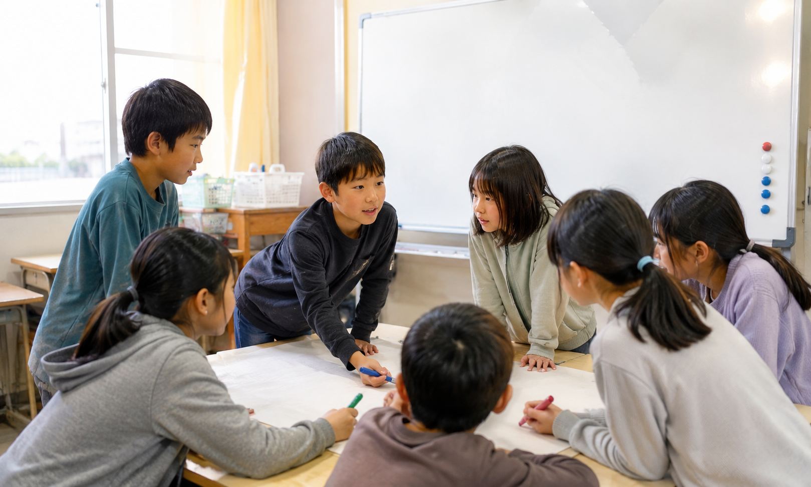 運動会 応援合戦やスローガンを話し合う子どもたち