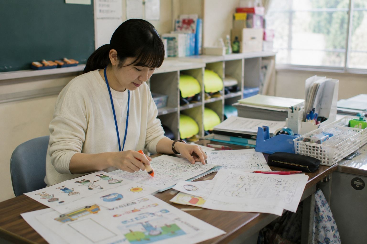遠足のしおり 作り方 しおりを作る先生